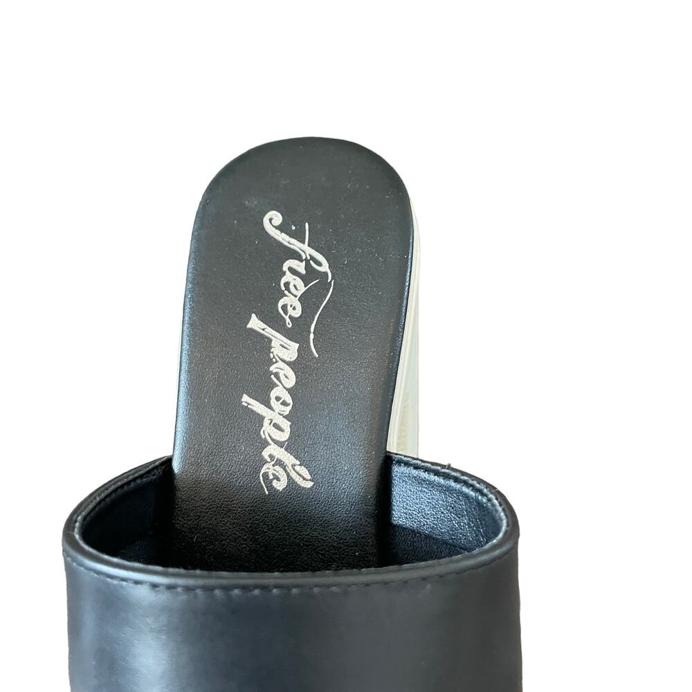 FREE PEOPLE Zoe Platform Slide Sandals Slip On Leather Black Size 39.5 / US 9.5 - Picture 8 of 12